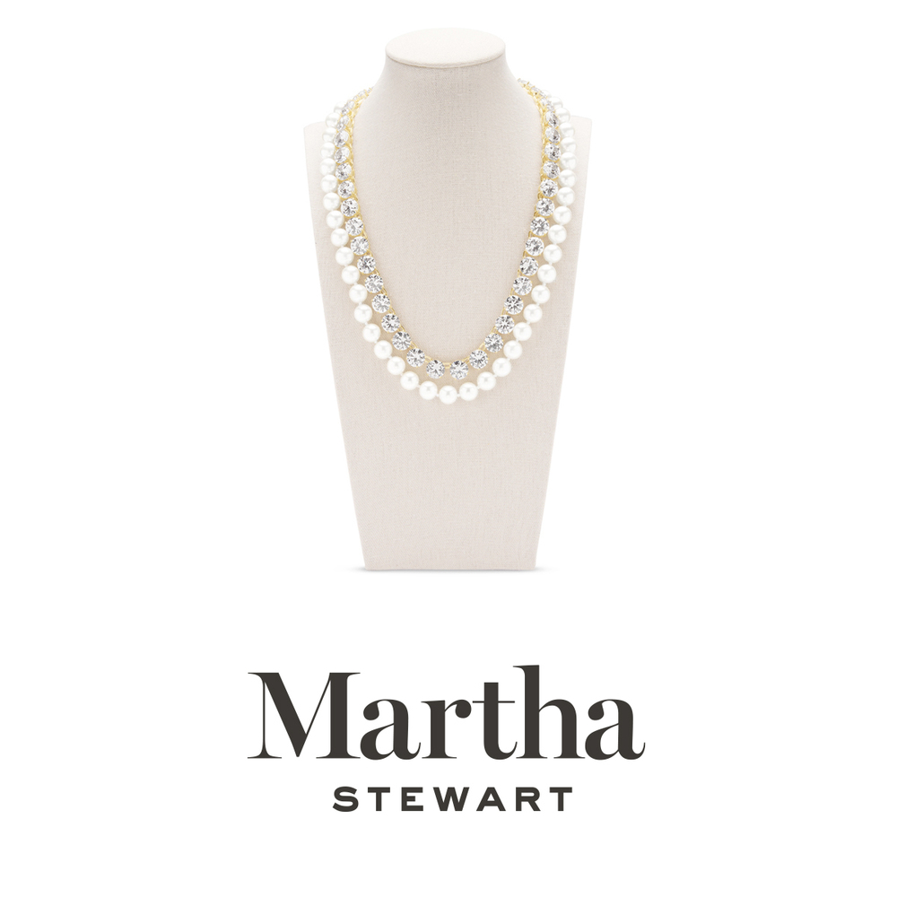 Martha Stewart Pearl and Crystal Necklace In Gold, 18 Inches For Women